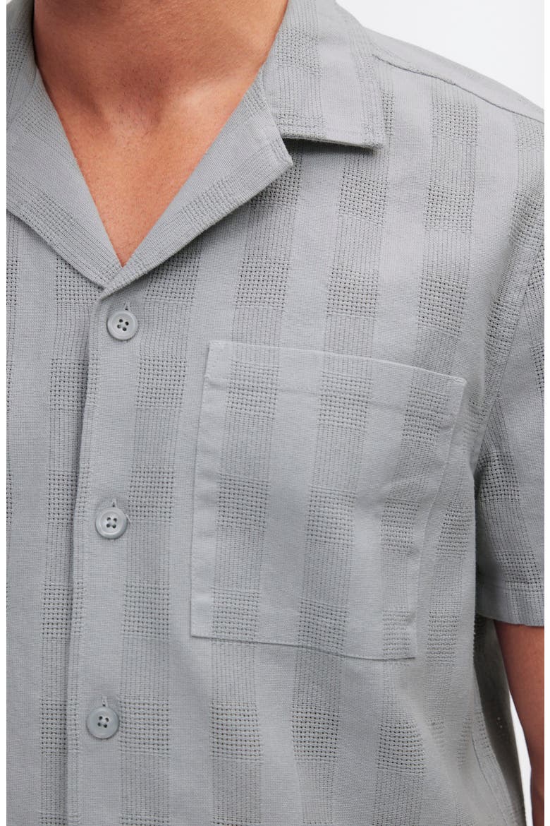 Textured Dobby Camp Shirt, Alternate, color, SILVER GRANITE