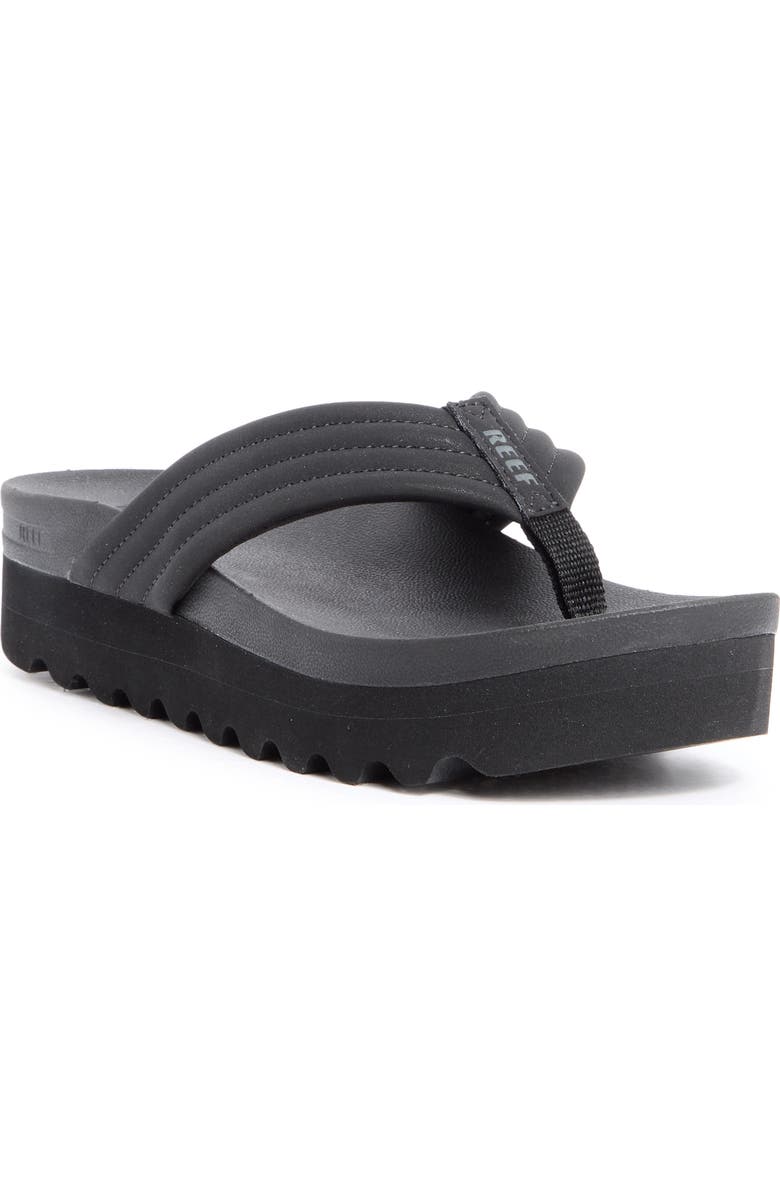 Reef Kaia Rise Flip Flop, Main, color, Black/Black