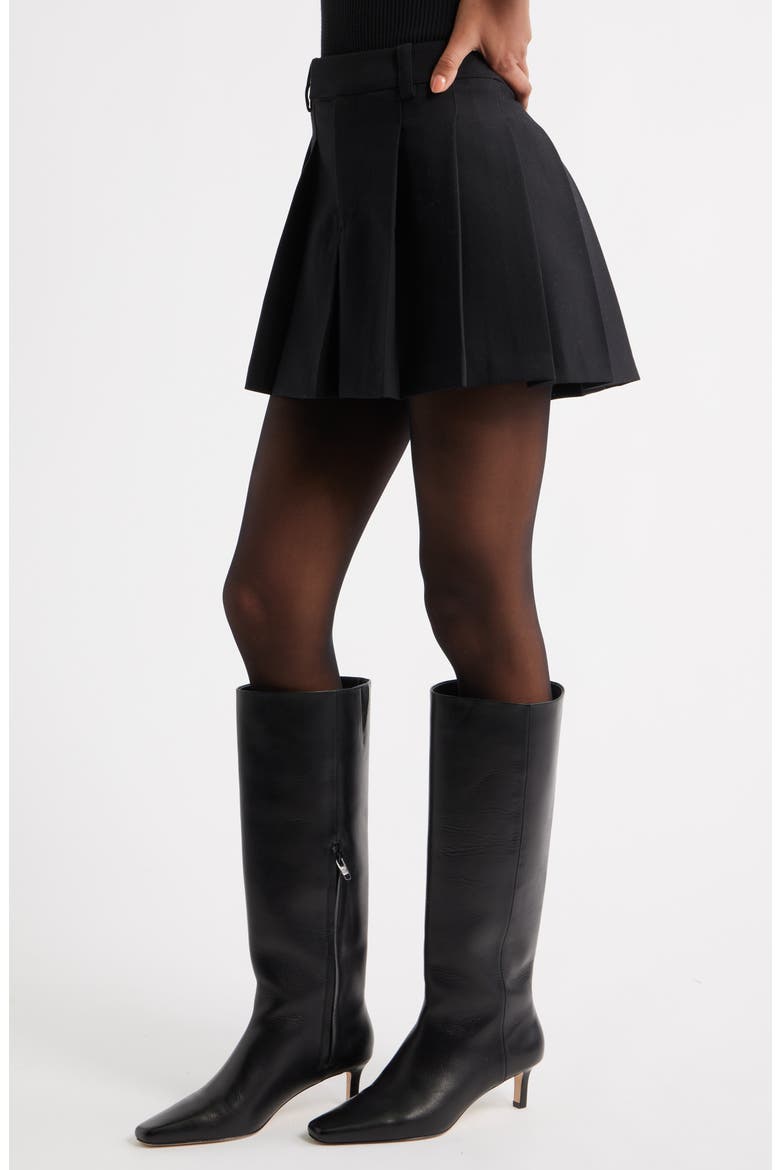The Icon Pleated Miniskirt, Alternate, color, BLACK