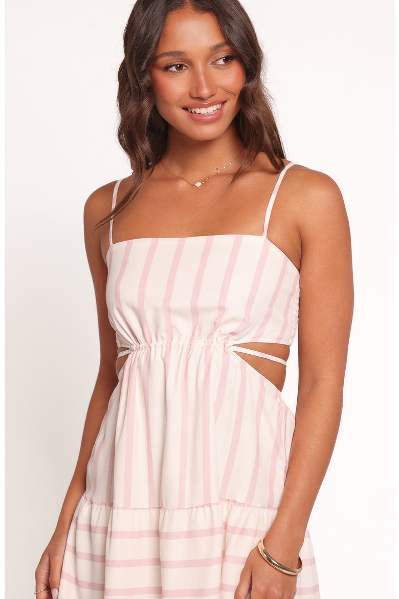Evelin Stripe Cutout Midi Dress, Alternate, color, PINK STRIPE