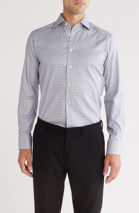 Slim Fit Plaid Dress Shirt