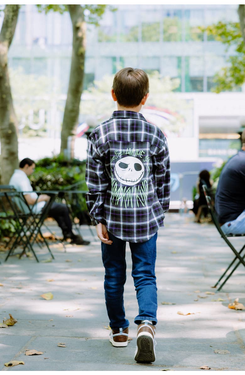 Disney Long Sleeve Button Down Shirt, Alternate, color, Jack Skellington Black Black