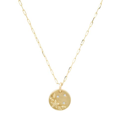 MINI 14K DIAMOND FLOWER PENDANT NECKLACE