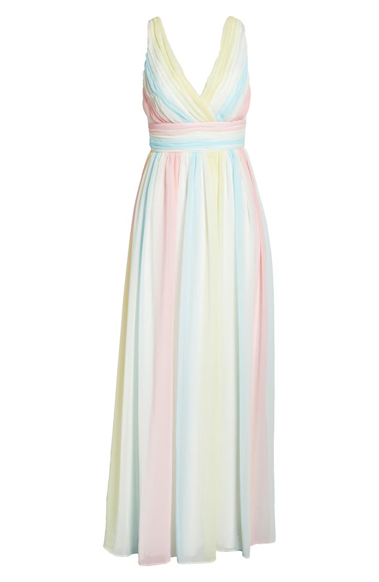 Sequin Hearts Rainbow V-Neck Chiffon Gown, Alternate, color,