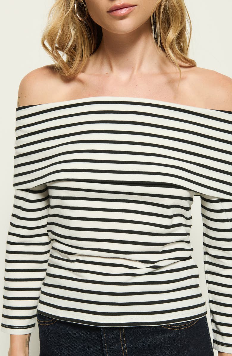 Nation LTD Alexi Stripe Off the Shoulder Top, Alternate, color, Cross Walk Stripe