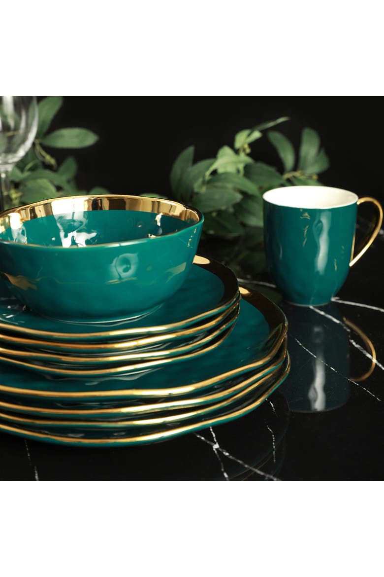 Florian Porcelain 32-Piece Dinnerware Set, Alternate, color, Green