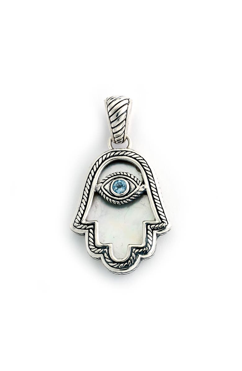 SAMUEL B. Hamsa Pendant, Main, color, Silver/ Mop/ Blue Topaz
