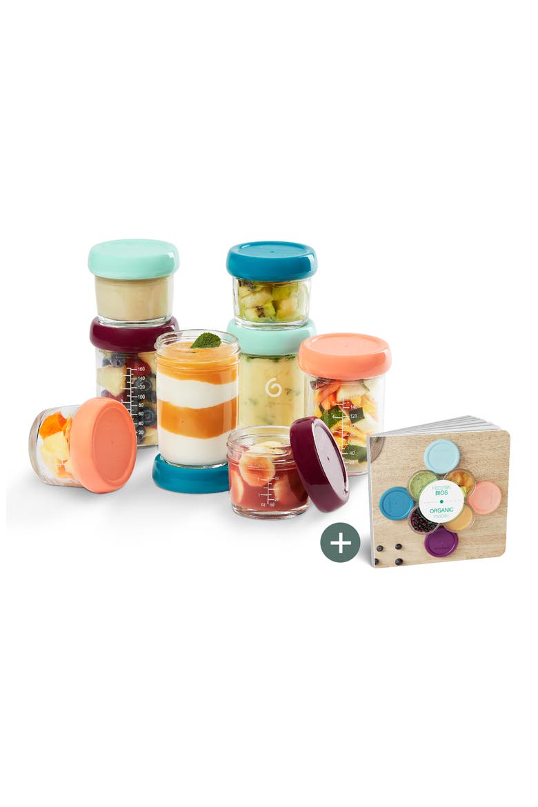 Babybols 4 4-Ounce & 4 8-Ounce Glass Jar Baby Food Storage Container Set, Main, color, MULTI