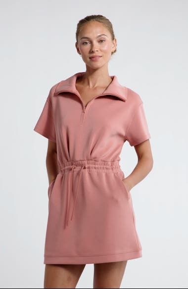 Zella Ultrasoft Knit Quarter Zip Dress | Nordstrom