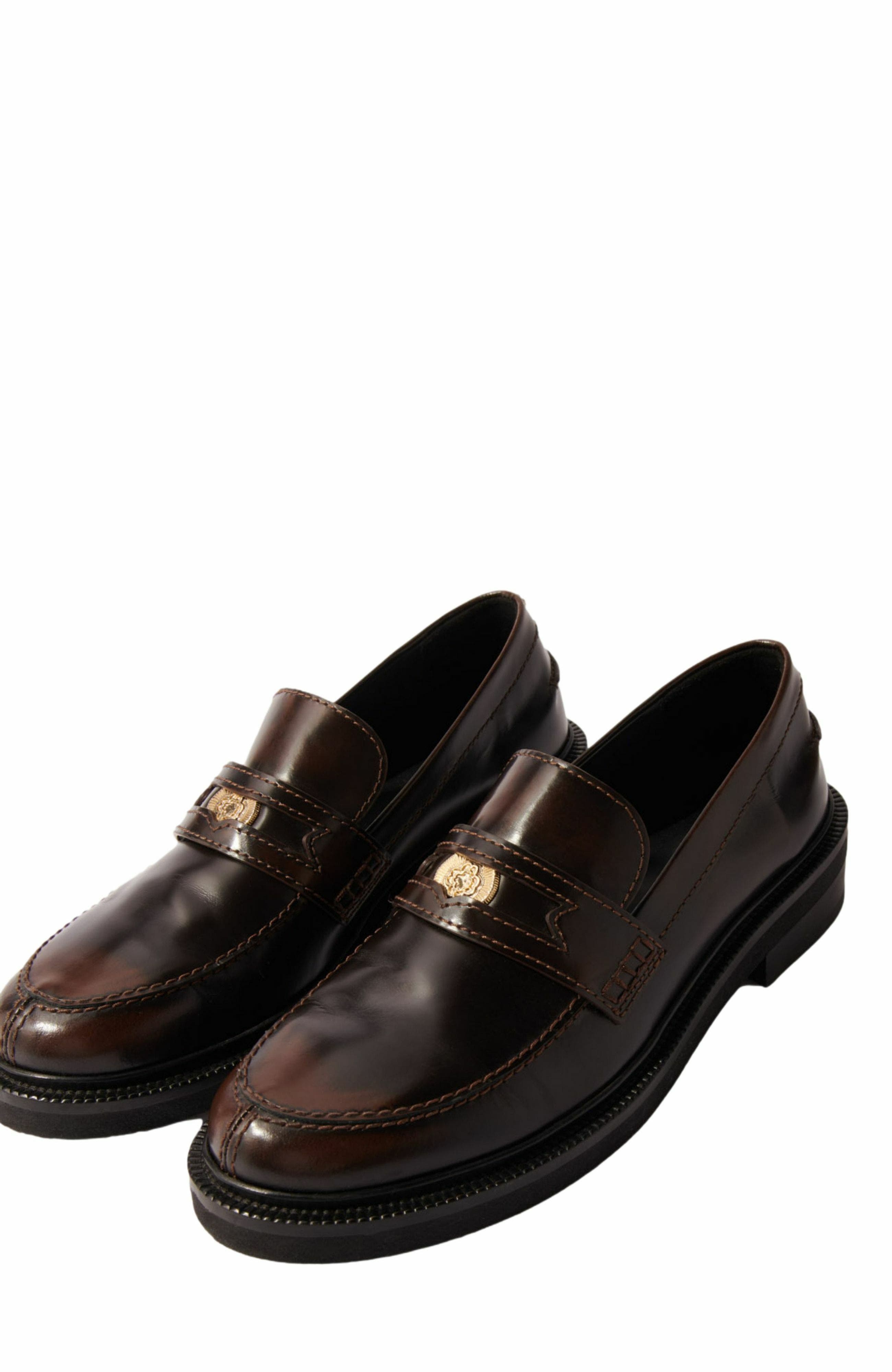 maje Brushed leather loafers, Alternate, color, 