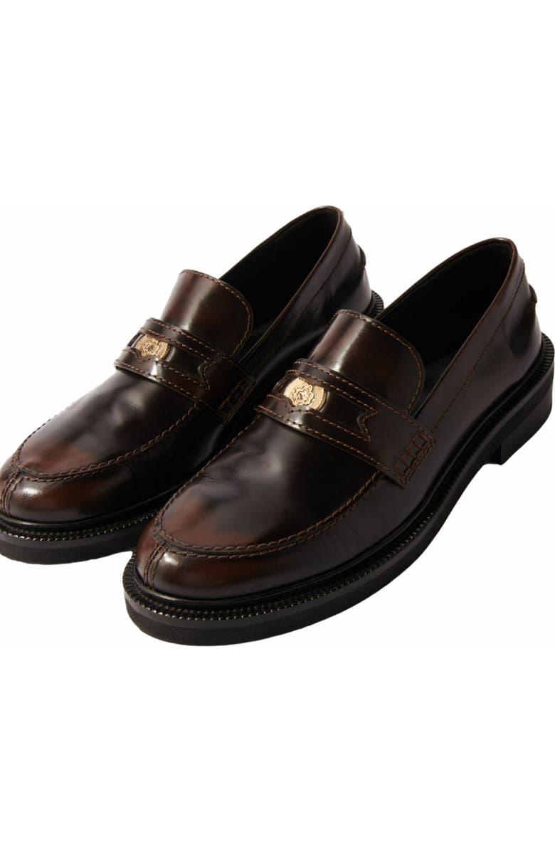 maje Brushed leather loafers, Alternate, color,