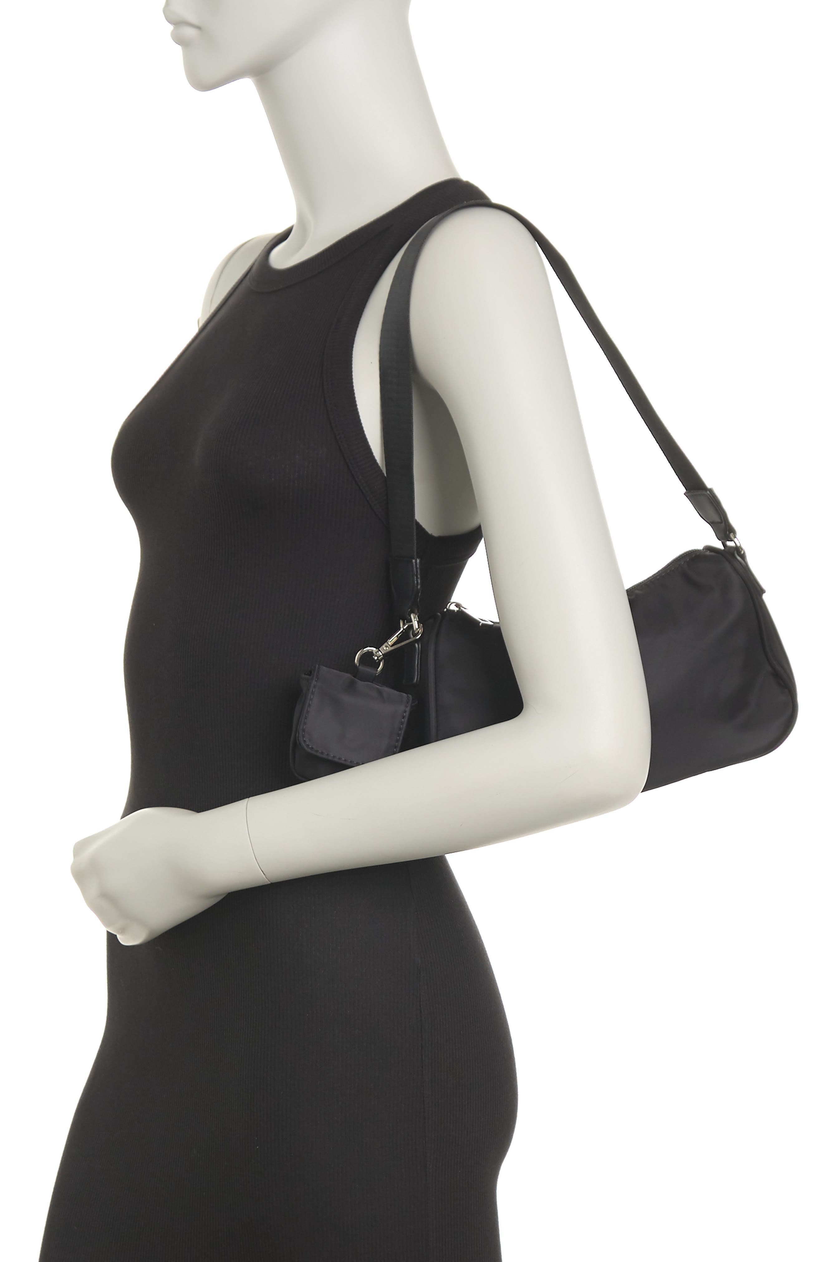 BP Baguette Shoulder Bag with Pouch, Alternate, color, BLACK