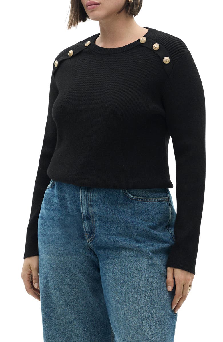 MANGO Button Shoulder Sweater, Alternate, color, 