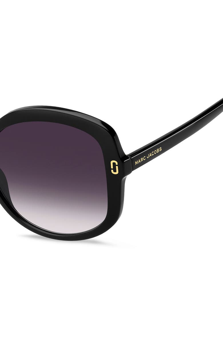 Marc Jacobs 56mm Gradient Round Sunglasses, Alternate, color, Black/ Grey