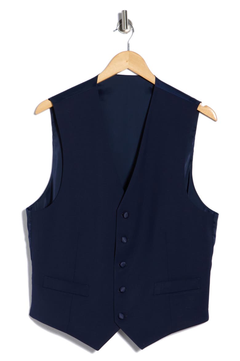 Stretch Wool Blend Tuxedo Vest, Alternate, color, NAVY TWILL