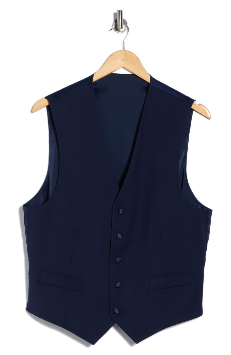 Tommy Hilfiger Stretch Wool Blend Tuxedo Vest, Alternate, color, Navy Twill