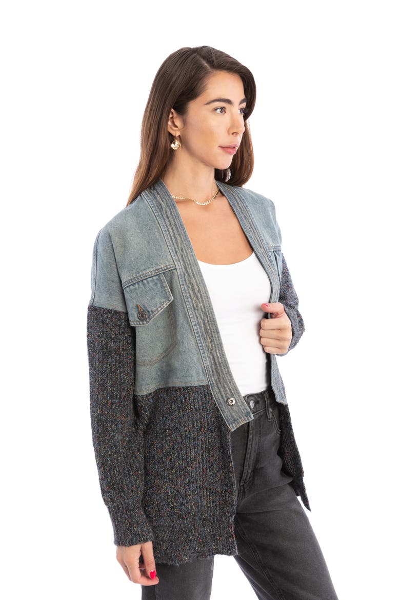 Denim Knit Topper Jacket, Alternate, color, BLUE