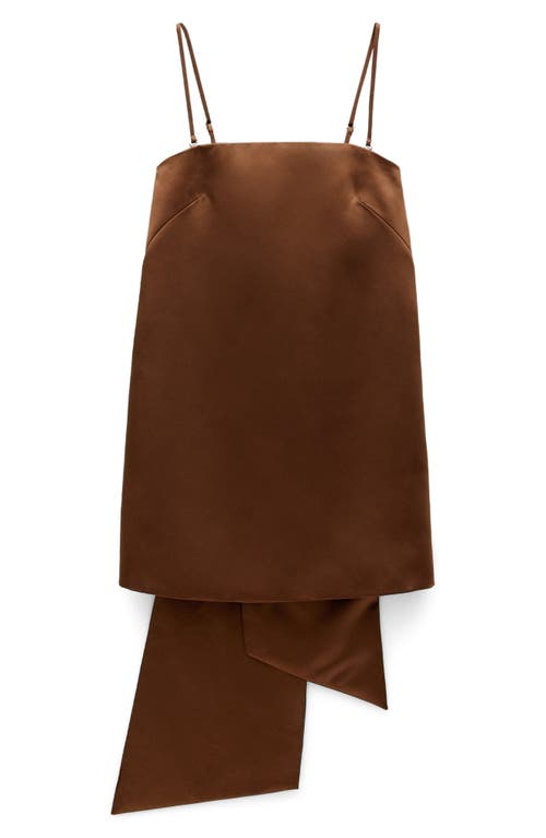 Mango Convertible Satin Minidress In Brown