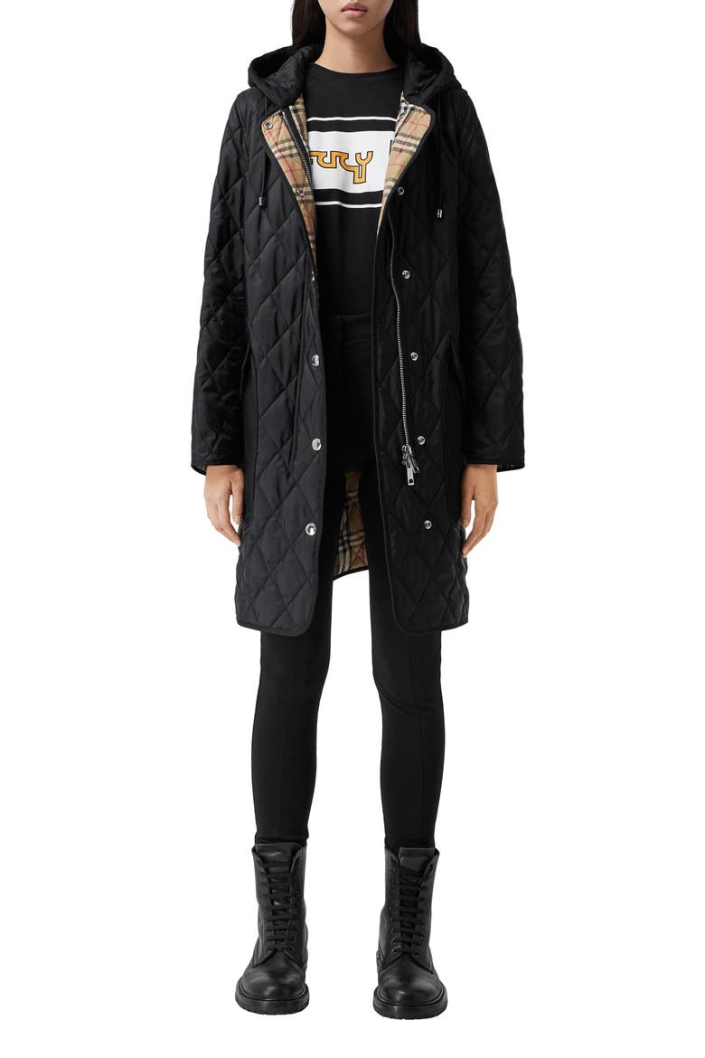 Roxby Thermoregulated Quilted Coat, Alternate, color, BLACK