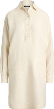 Lauren Ralph Lauren Classic Collar Long Sleeve Linen Shirtdress