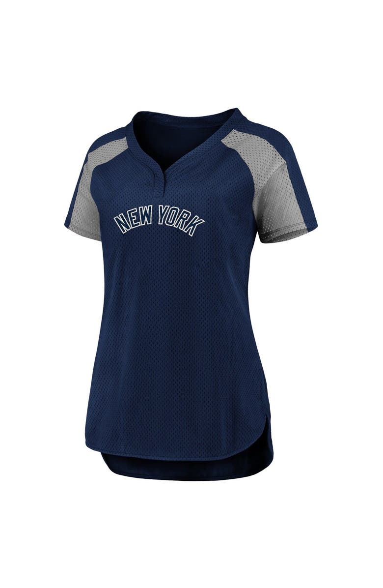 FANATICS Women's Fanatics Branded Navy/Gray New York Yankees Iconic League Diva Raglan V-Neck T-Shirt, Alternate, color,