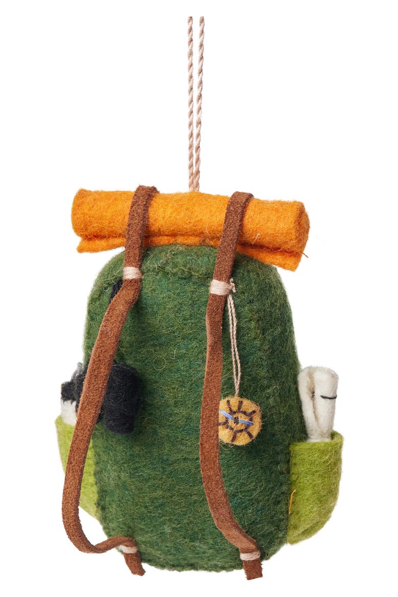 Felted Wool Love Camping Backpack Ornament, Alternate, color, GREEN