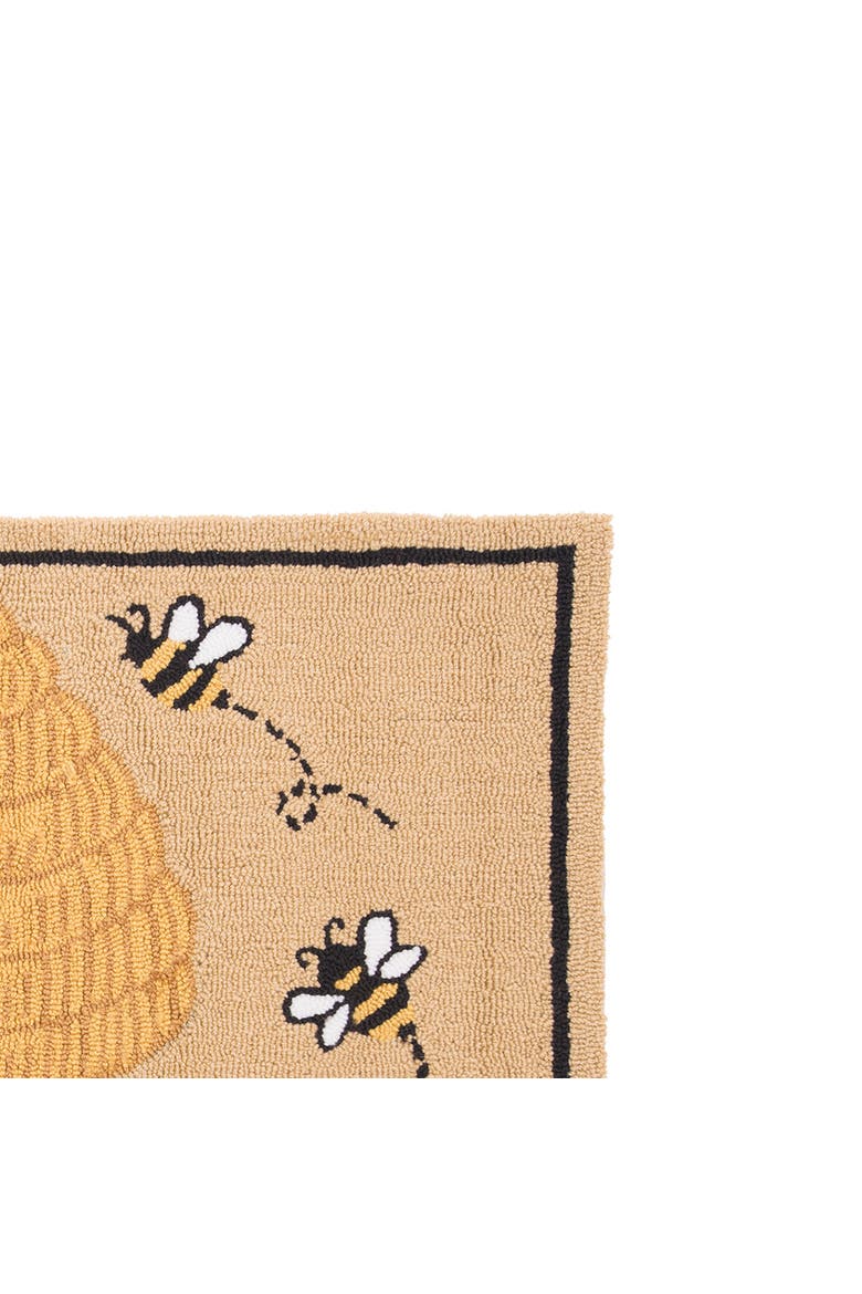 1'10" x 2'10" Welcome Hive Hooked Rug, Alternate, color, Yellow