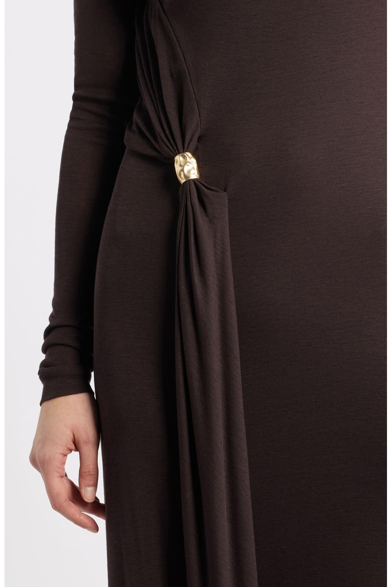 Evargo One-Shoulder Long Sleeve Gown, Alternate, color, SOFT VERMILLION