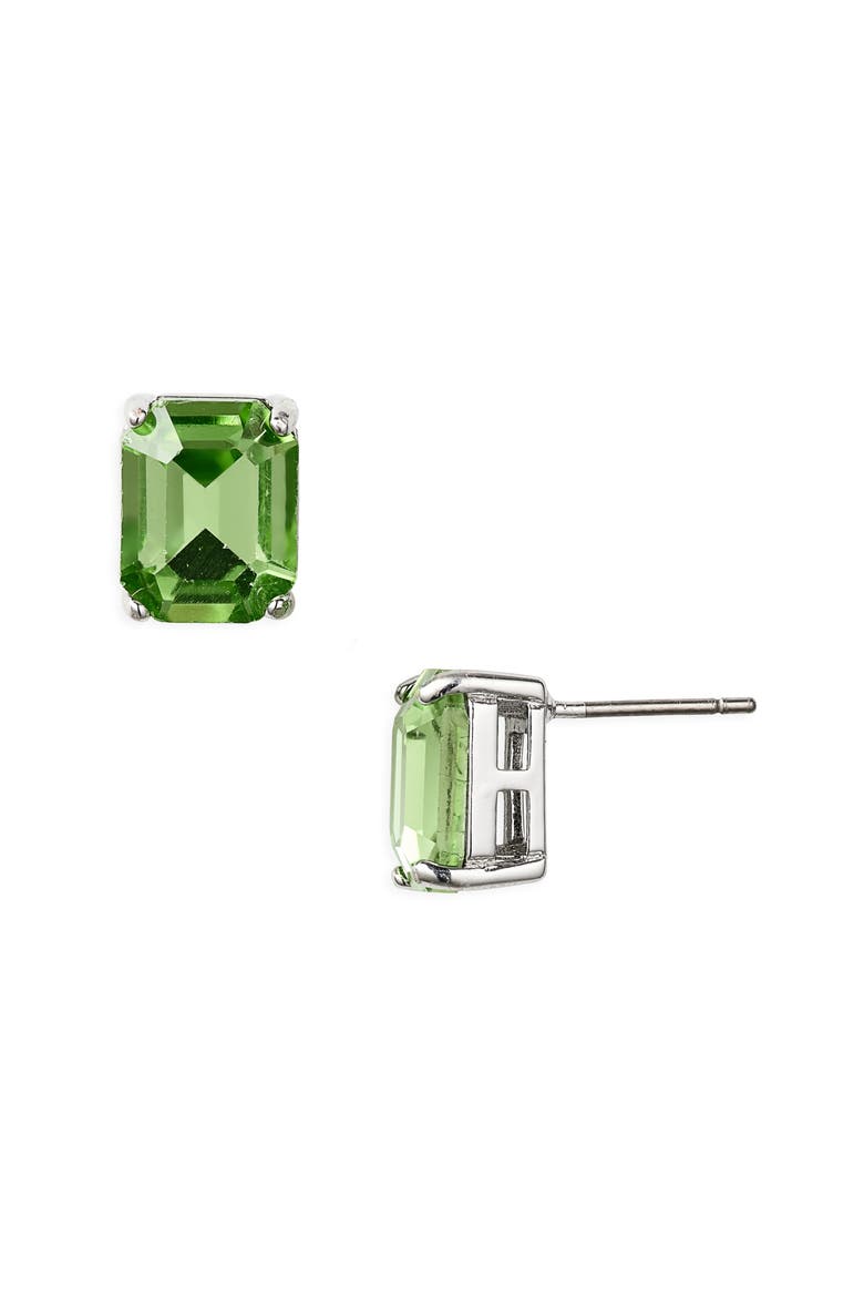 Small Stone Stud Earrings, Main, color, SILVER/ LIGHT GREEN