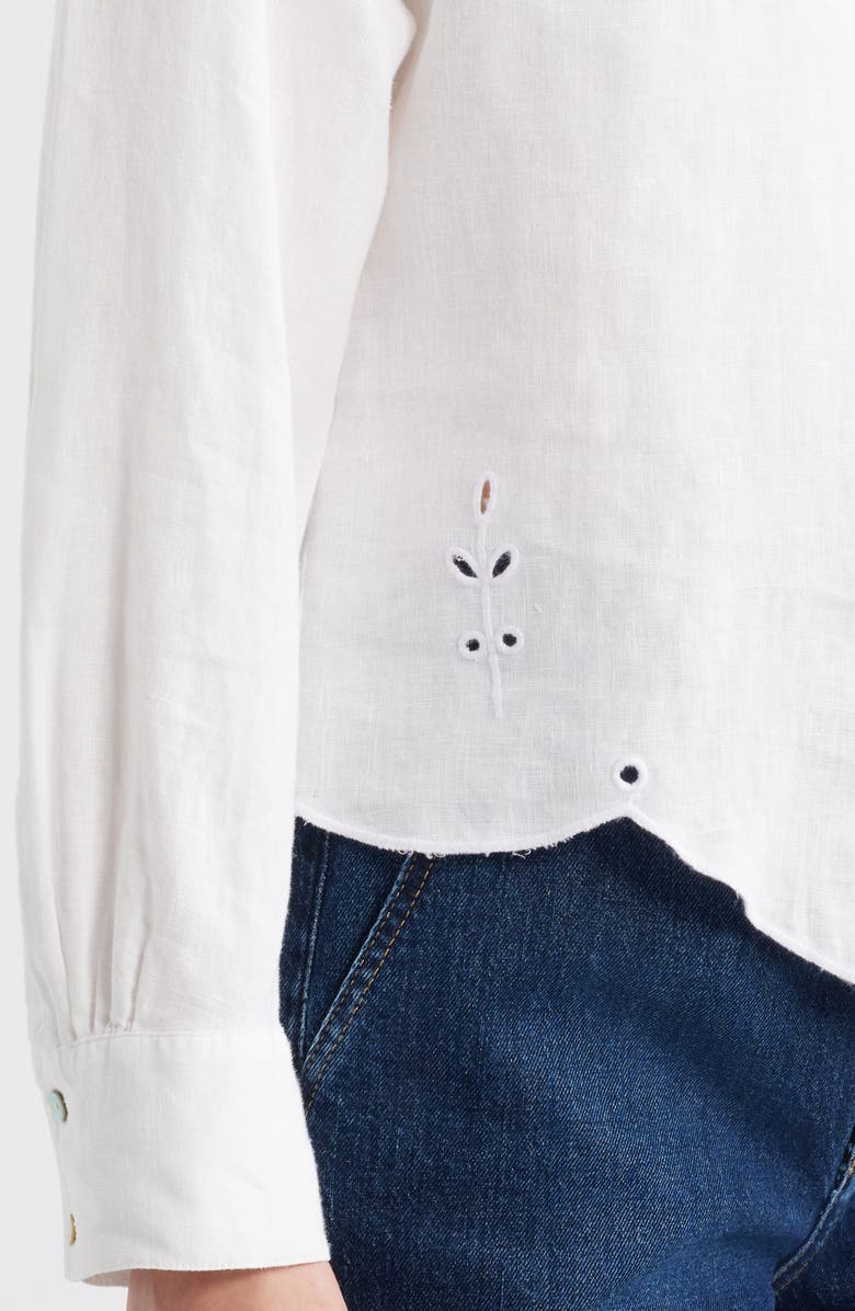 Bella Dahl Embroidered Eyelet Linen Button-Up Shirt, Alternate, color, 