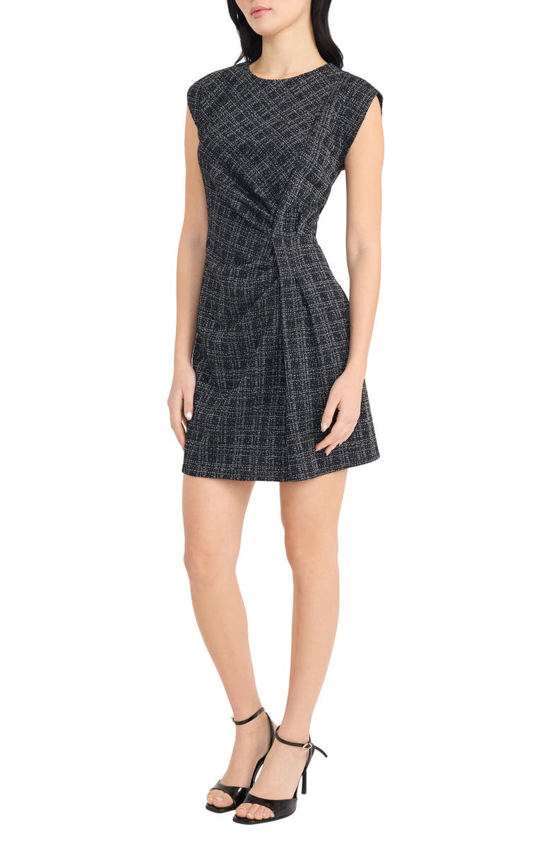 DONNA MORGAN FOR MAGGY Plaid Cap Sleeve Minidress, Alternate, color, Navy/ Silver