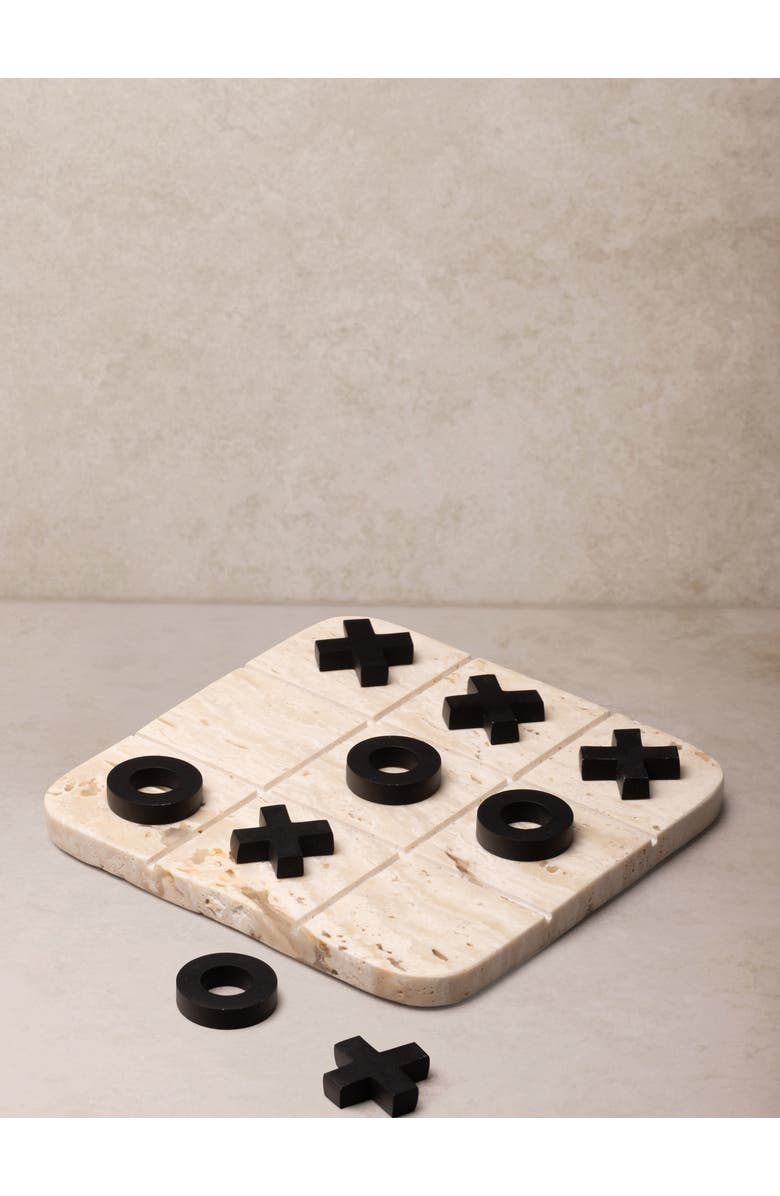 GAURI KOHLI Monty Marble Tic Tac Toe Set, Main, color, Beige