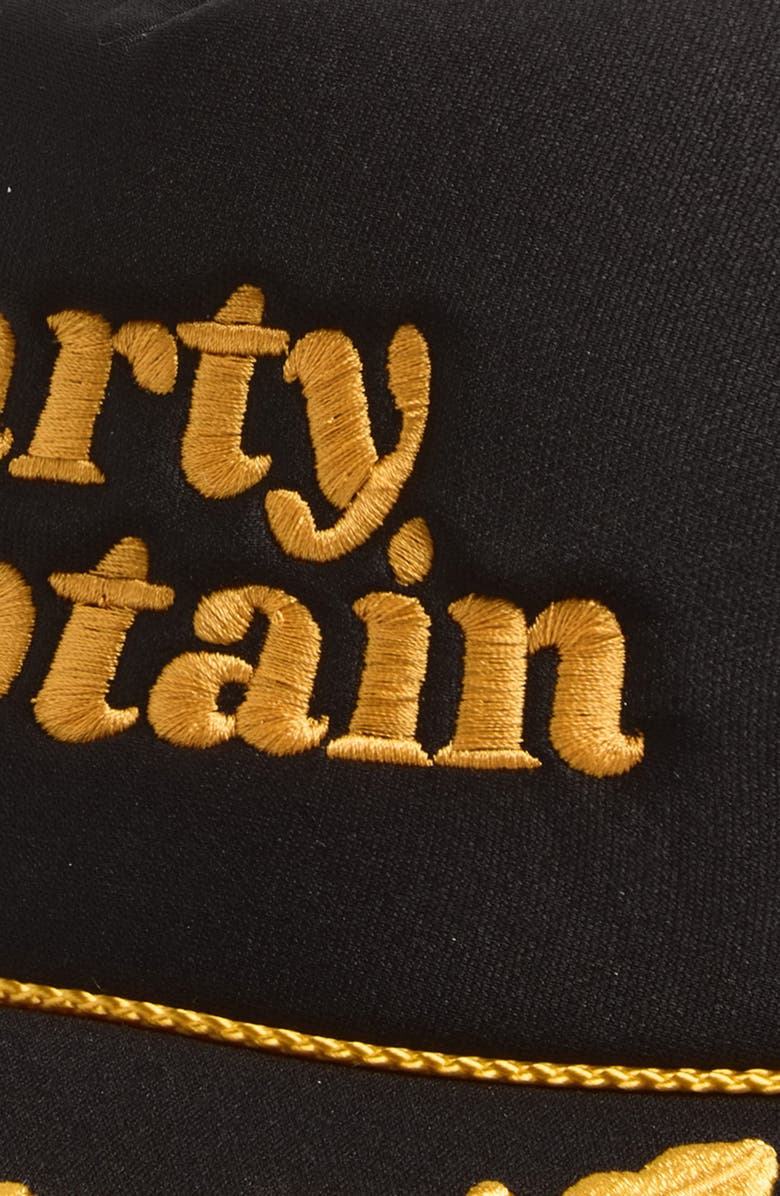 Local Beach Party Captain Embroidered Snapback Trucker Hat, Alternate, color, Captain Black/ Gold