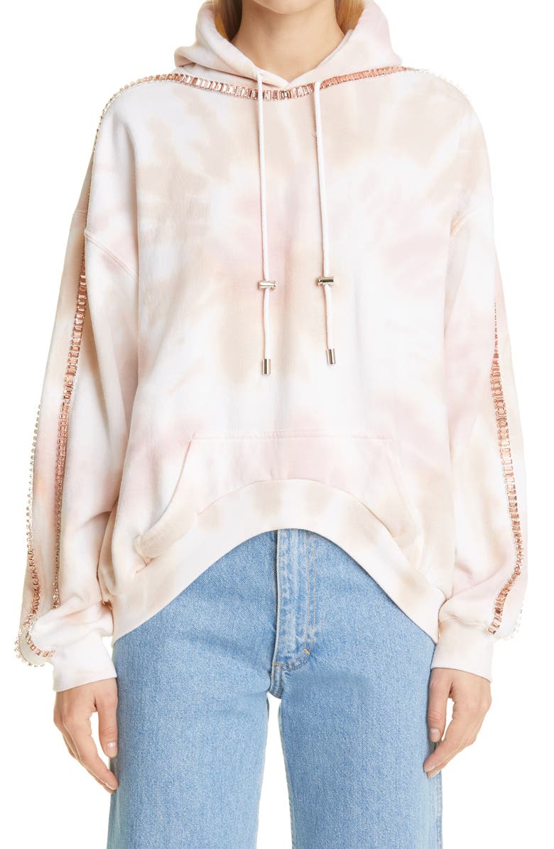 Collina Strada Round Hem Hoodie with Rhinestone Detail, Main, color,