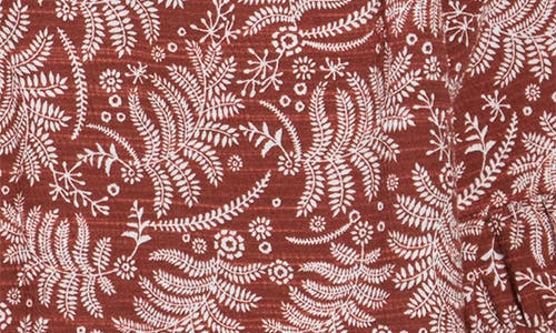 Bobeau Split Neck Balloon Sleeve Top In Burgundy