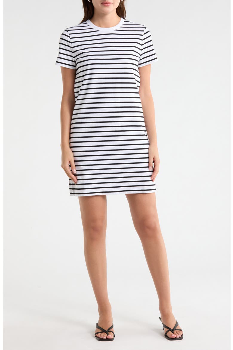 Perfect Cotton T-Shirt Dress, Main, color, BLACK WHITE STRIPE