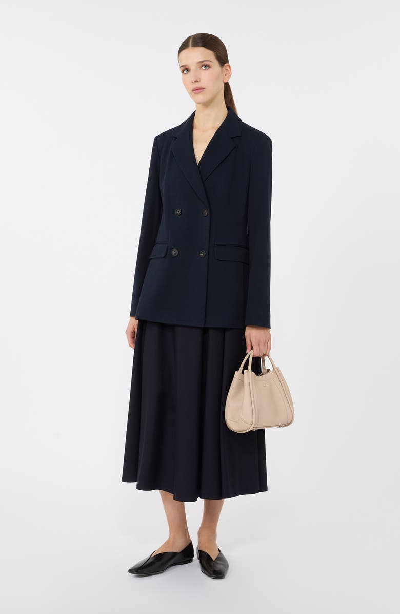 MM by Max Mara Aquila Pleated Jersey Midi Skirt, Alternate, color, Navy