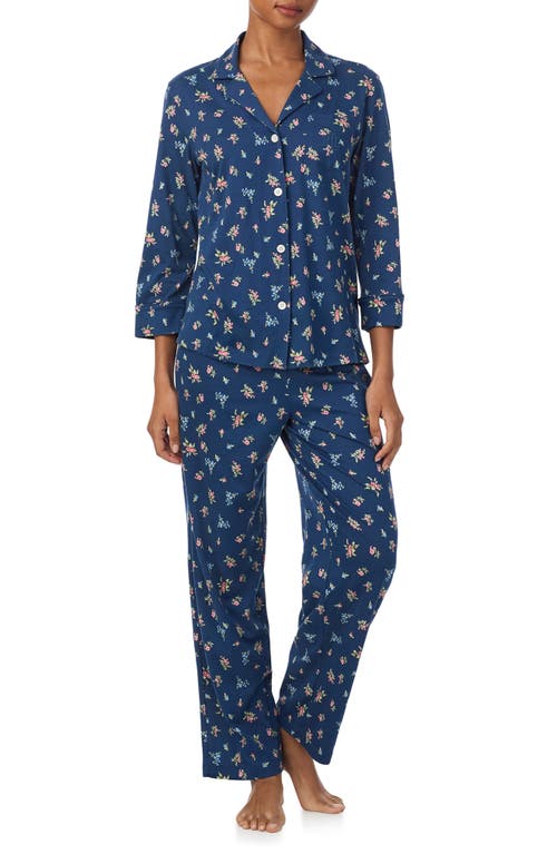 Ralph Lauren Floral Cotton-blend Jersey Sleep Set In Blue