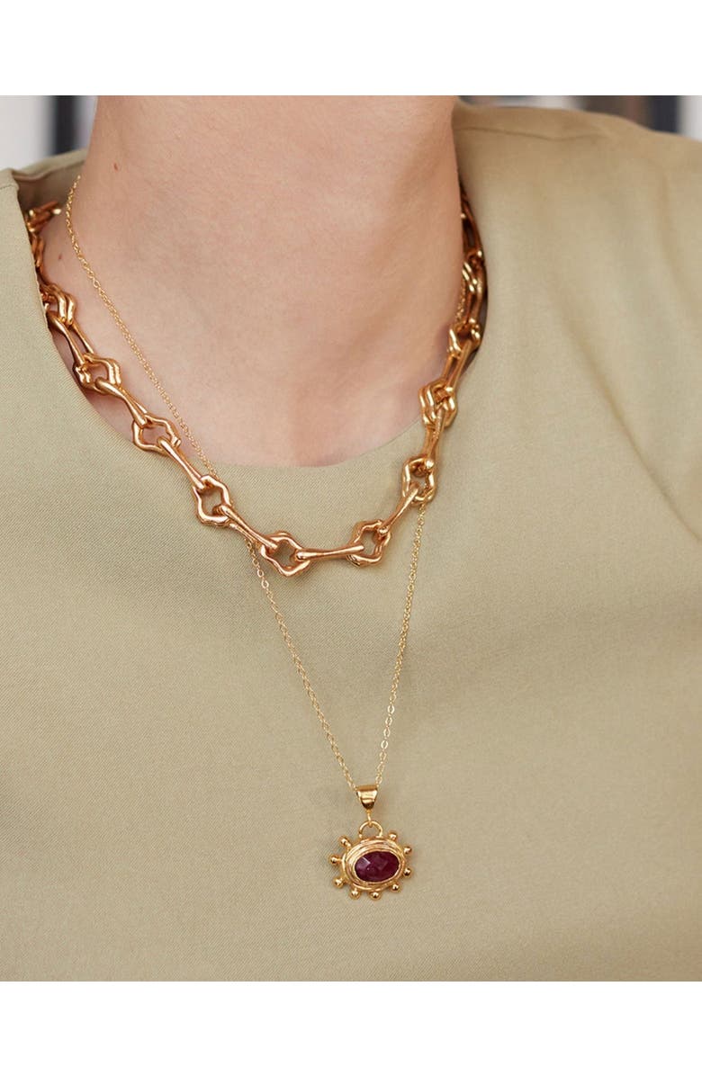 Ottoman Hands Zand Ruby Pendant Necklace, Alternate, color, Gold