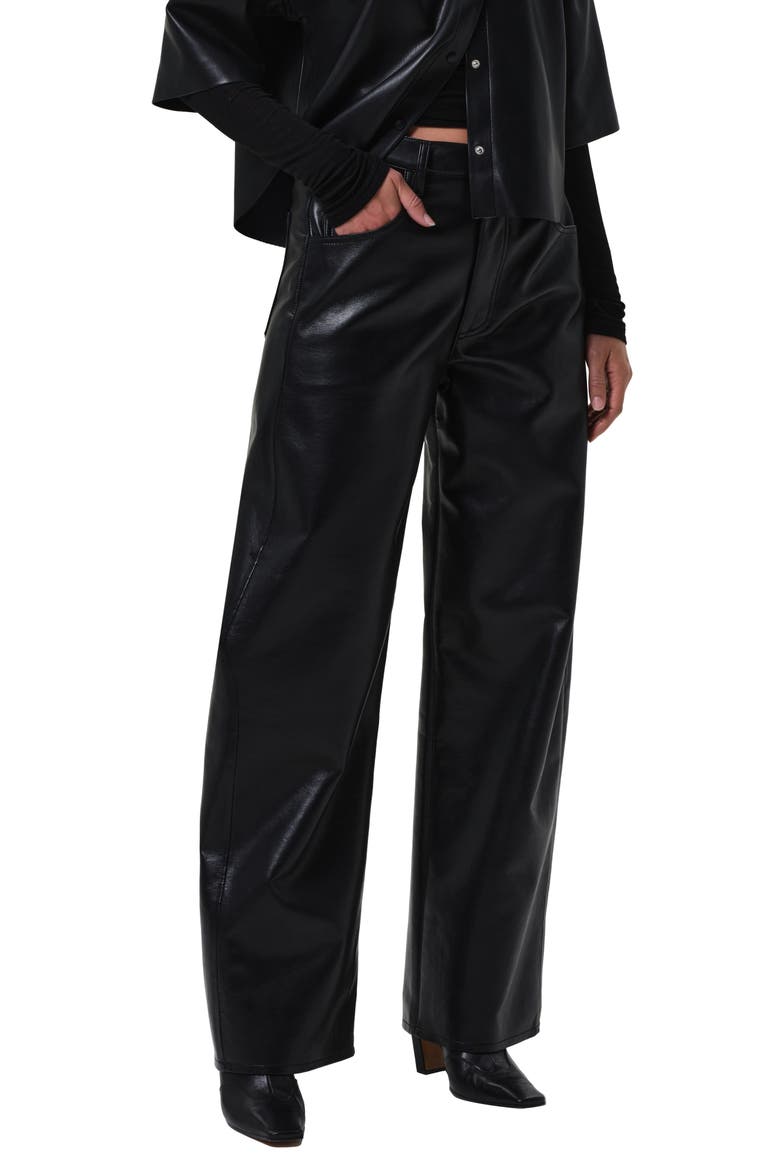 Ayla Baggy Recycled Leather Blend Pants, Main, color, BLACK