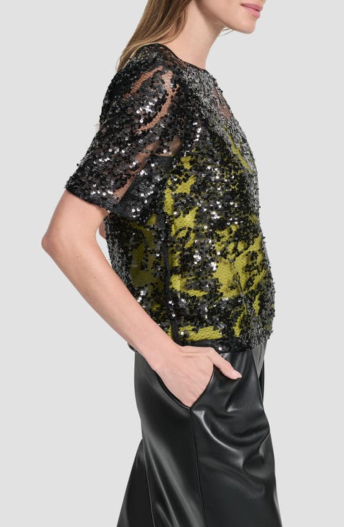Dkny Sequin Overlay Boxy Top In Multi