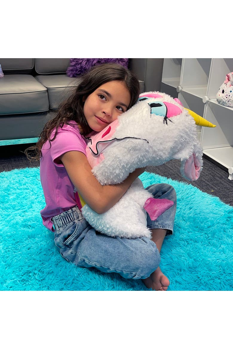 Unicorn White & Purple Plush Pillow Cover, Alternate, color, Multicolored