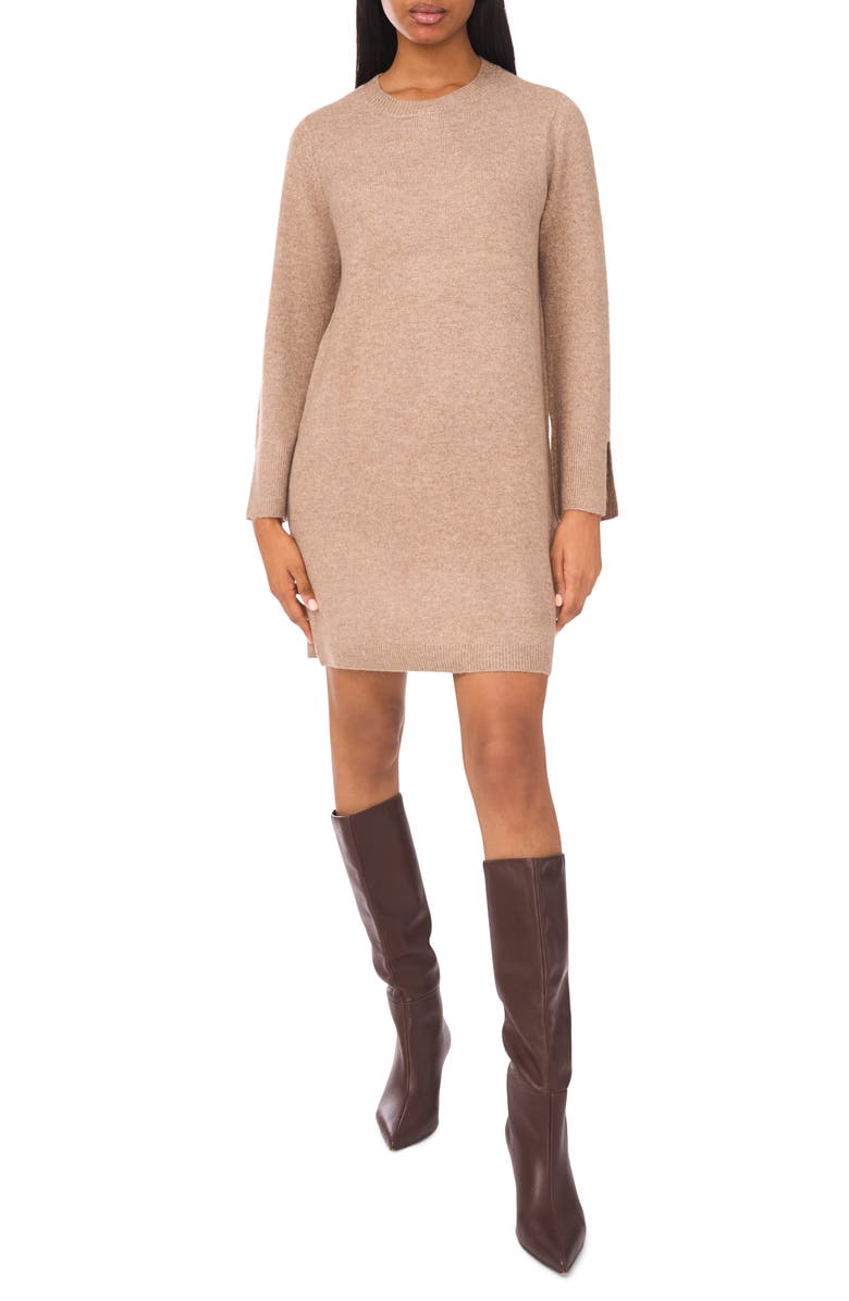 Halogen<sup>®</sup> Crewneck Long Sleeve Dress, Main, color, Taupe