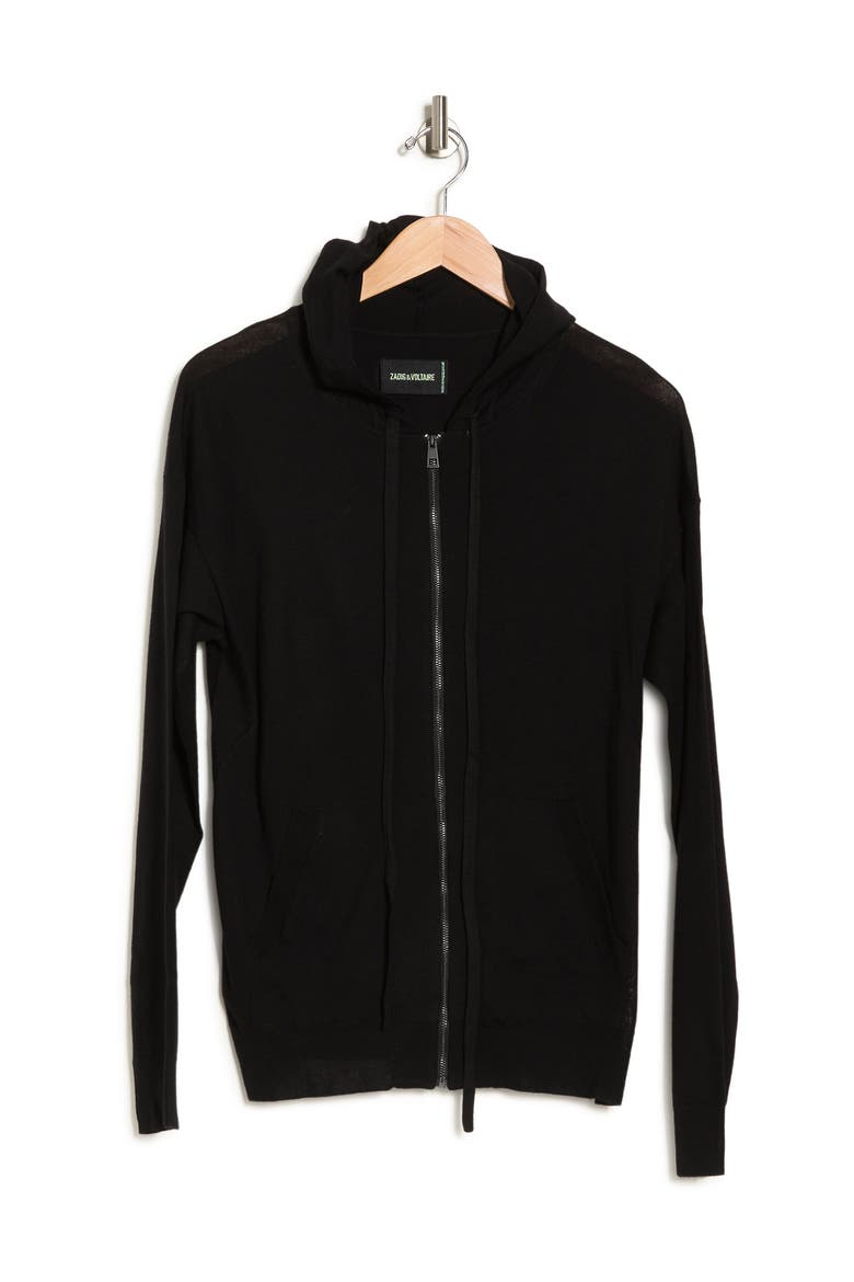 Sixtine Skull Studded Zip Hoodie, Alternate, color, NOIR