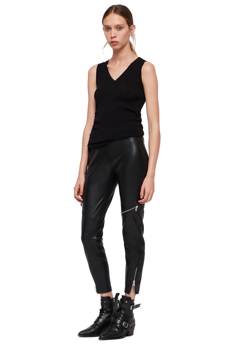 Kriva Faux Leather Biker Leggings, Alternate, color, BLACK