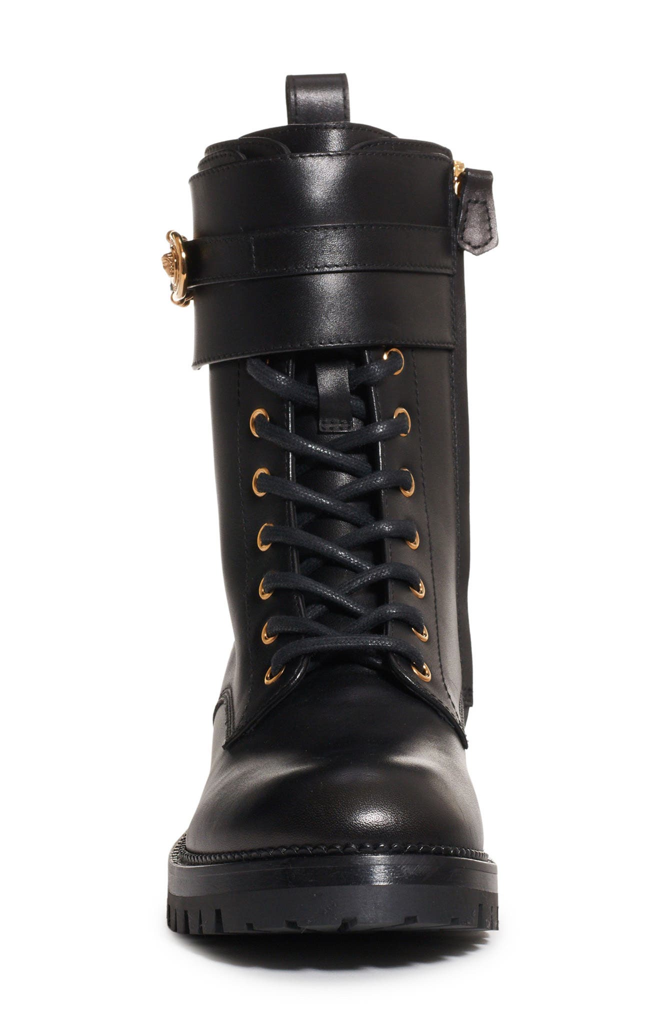 Versace Safety Pin Combat Boot, Alternate, color, 