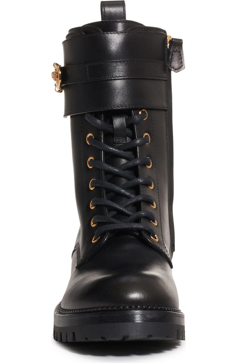 Versace Safety Pin Combat Boot, Alternate, color,