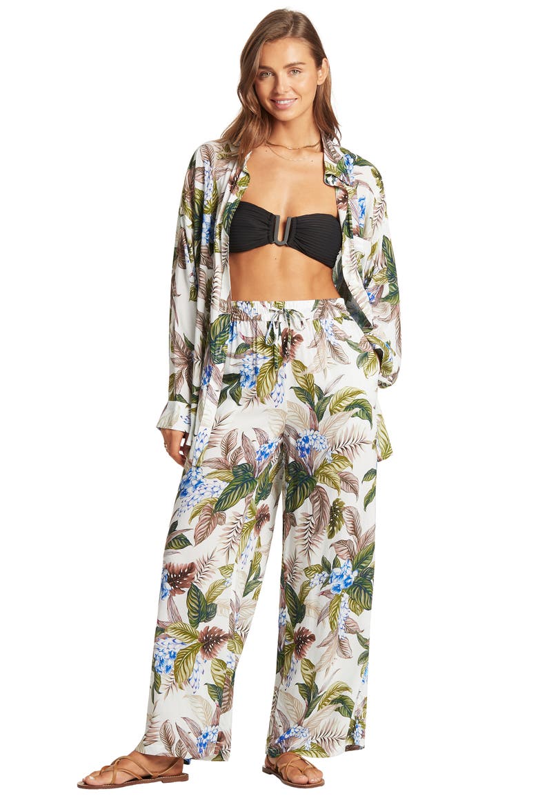 Beach Cover-Up Shirt, Alternate, color, WHITE