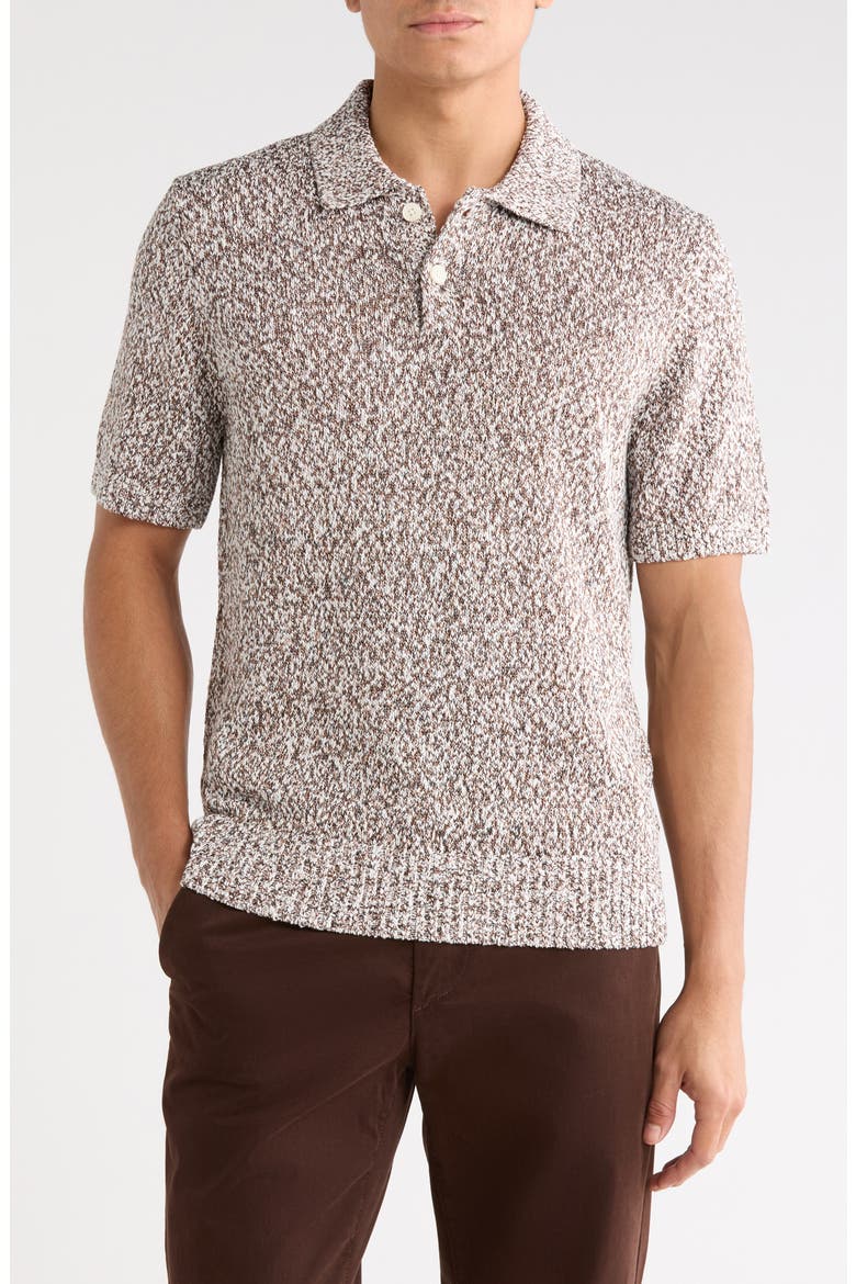 Marco Marled Button Polo Sweater, Main, color, WHITE/ CAMEL