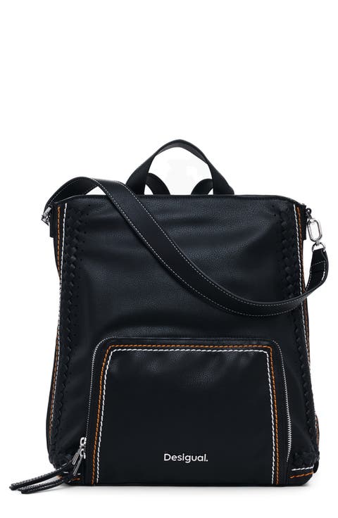 Medium Decorative Stitch Faux Leather Backpack